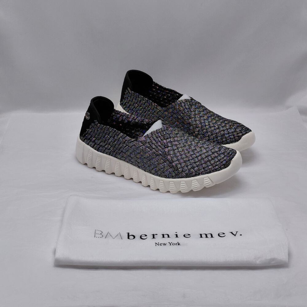 Bernie Mev Womens Sneakers Size 39 Silver Metallic Comfort Slip On Walking Shoes